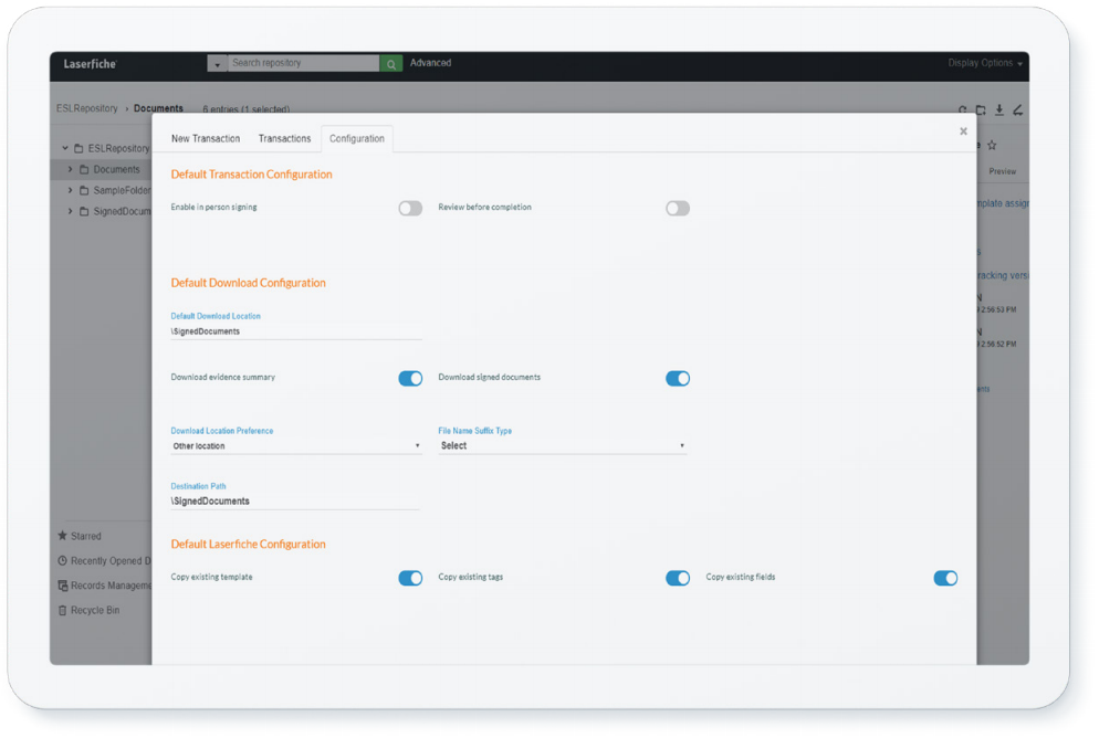 Laserfiche OneSpan Config