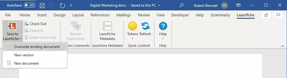 Saving from Word to LF